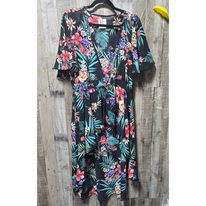 Haute Project Black Floral Mullet High Low Duster Maxi Cardigan